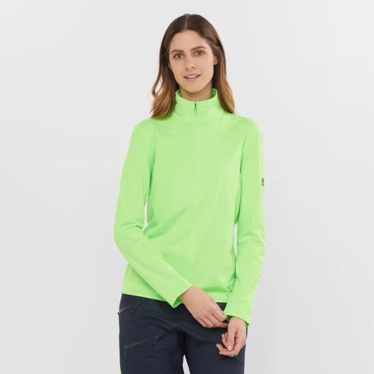 Chaquetas Salomon Essential Lightwarm Half Zip Mujer Verdes | MX QPXY107